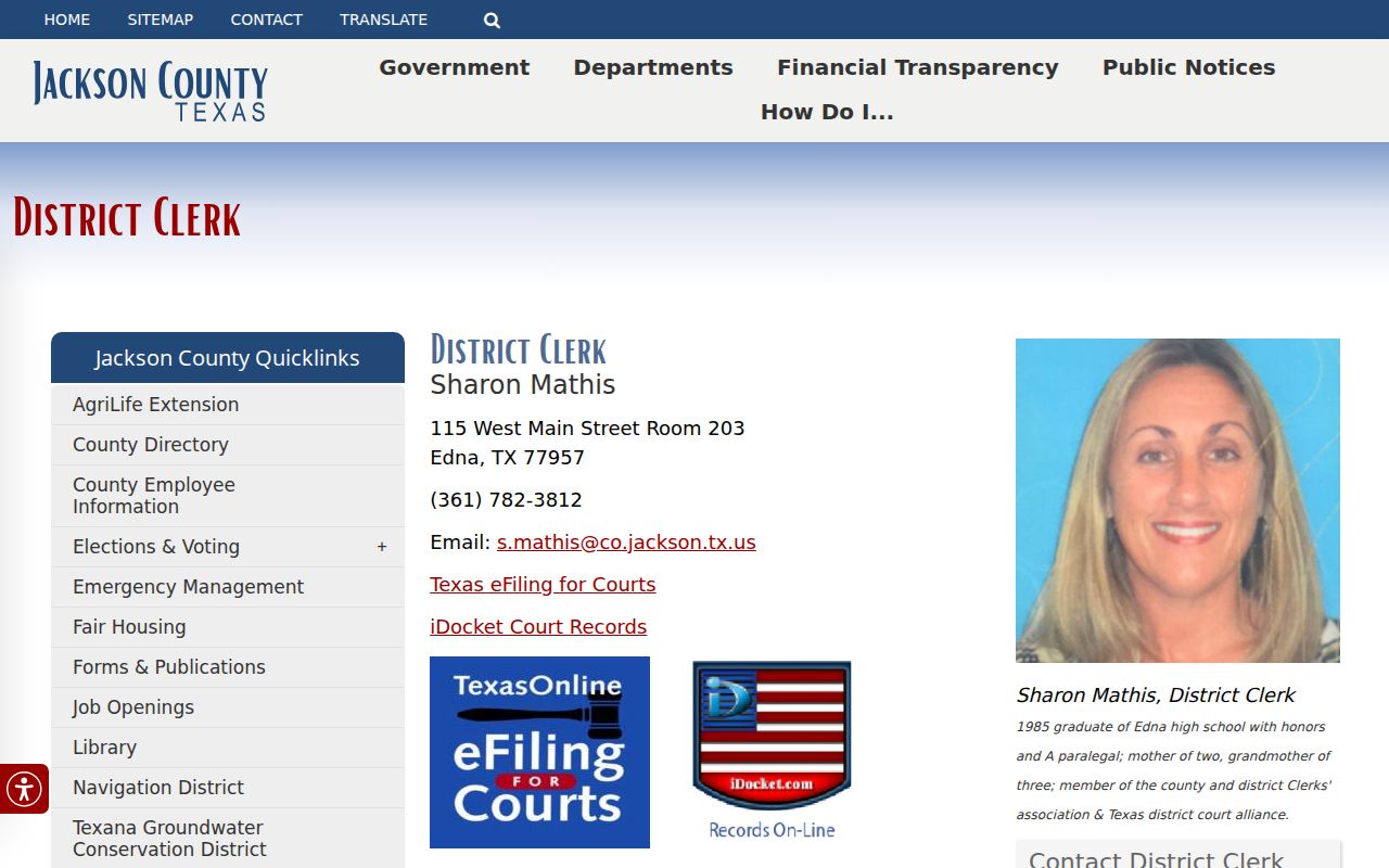 Jackson County criminal court cases District Clerk docket access
