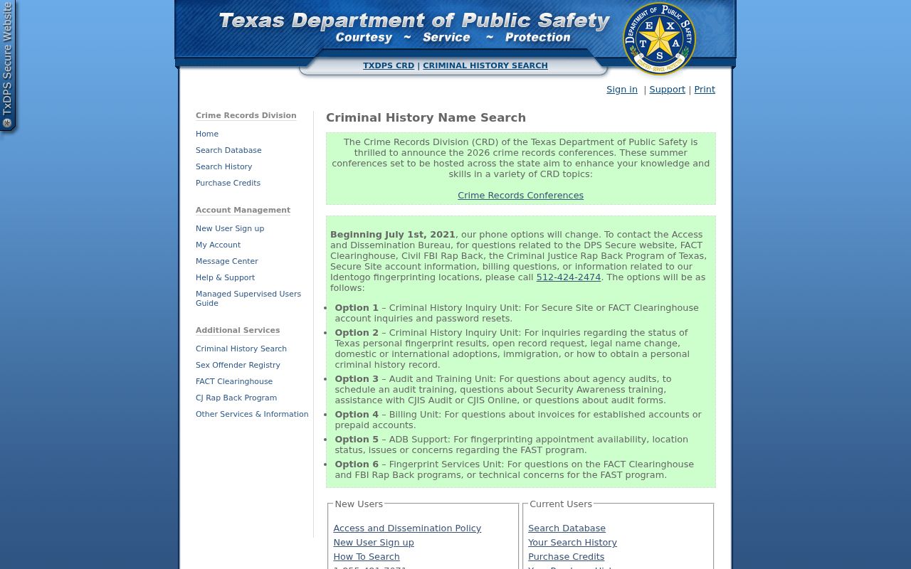 Jackson County criminal records DPS name search instructions