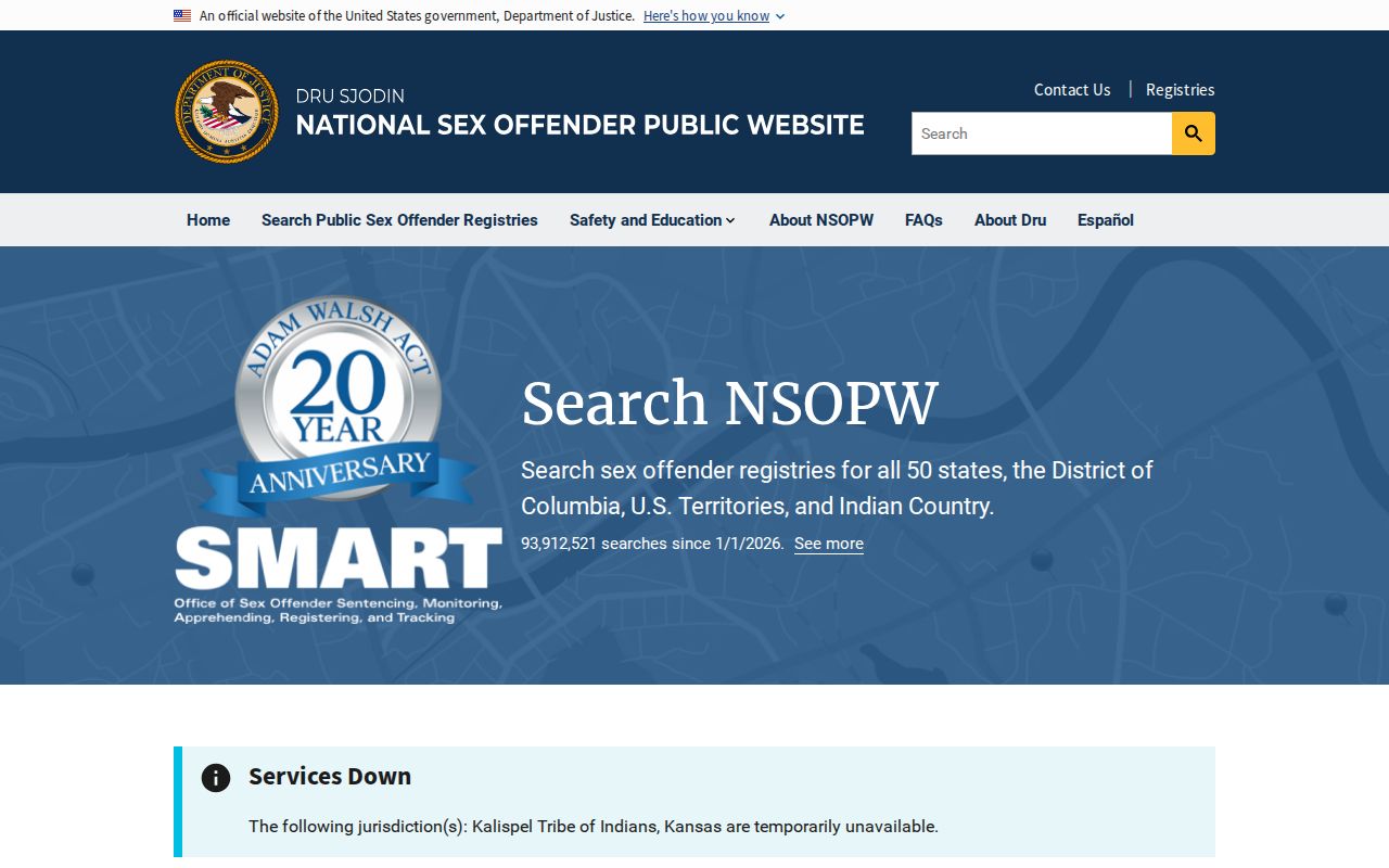 National registry supplement for a Jackson County sex offender search